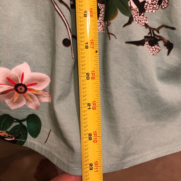 SOLD Vintage Style Mint Floral A-Line Skirt - Picture 5 of 6
